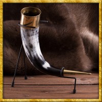 Trinkhorn mit Messingapplikationen und Ständer - ca. 300ml