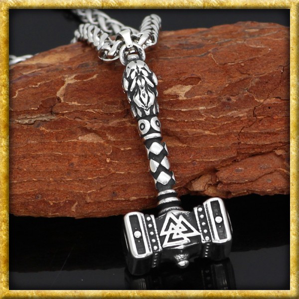 Wikinger Halskette Mjölnir mit Valknut