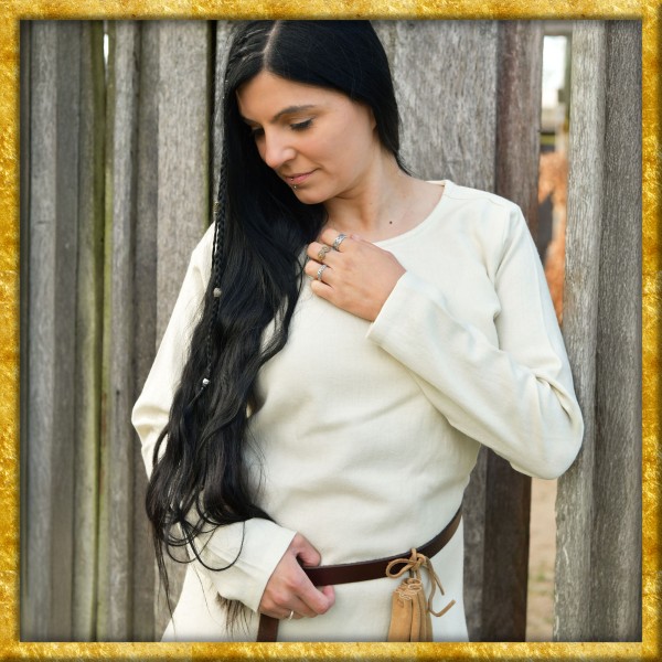 Schlichtes Wikinger Kleid Celeste aus Wolle - Natur