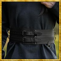 Breiter Wikinger Gürtel mit Prägung - Schwarz