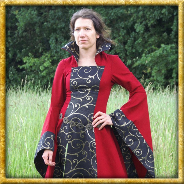 Mittelalterkleid mit hohem Kragen Katerina - Rot