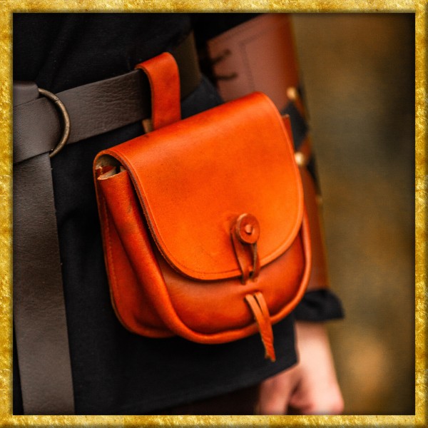 Güteltasche mit Lederknopf Tilo - Cognac