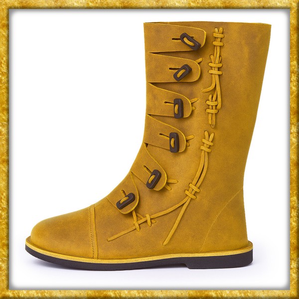 Wikingerstiefel Odin aus Nubukleder - Senffarben