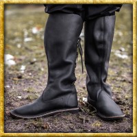 Wikingerstiefel aus Nubukleder - Schwarz