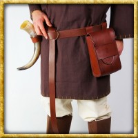 Grosse Gürteltasche mit Prägung - Braun