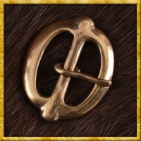 Kleine mittelalterliche Gürtelschnalle aus Messing mit einem Dorn