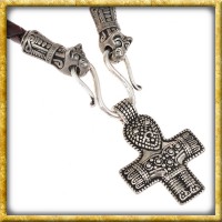 Wikinger Halskette mit Kruzifix aus Birka - Braun oder Schwarz