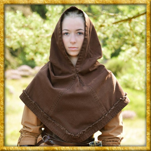 Mittelalter Gugel Stig Used-Look - Braun