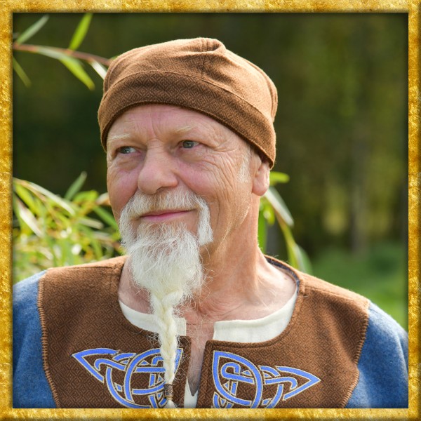 Wikinger Kappe Leif aus Wolle Diamantköper - Braun