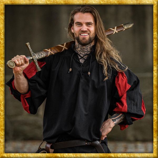 Landsknechthemd Albert - Schwarz/Rot