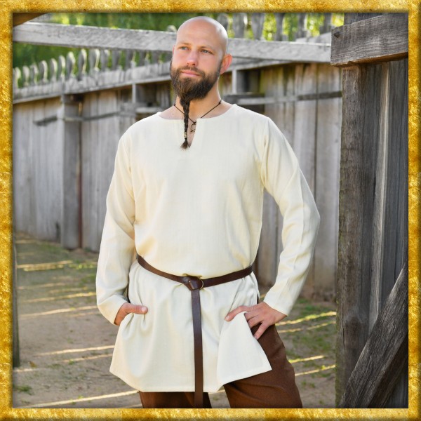 Schlichte Wikinger Tunika Bjane aus Wolle Köperbindung - Natur