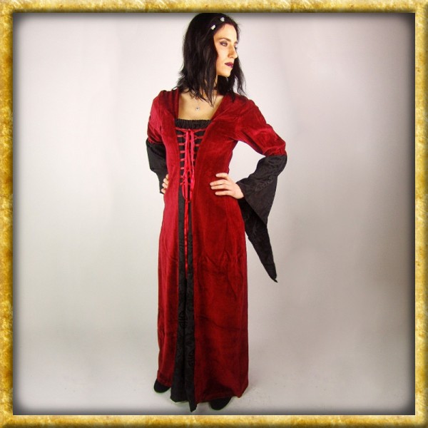 Edles Samtkleid Elisabeth - Rot/Schwarz