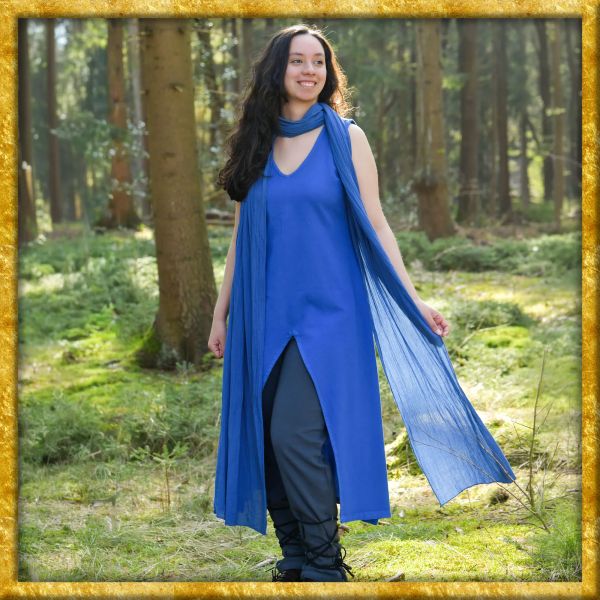 Ärmelloses Mittelalterkleid Ilora mit Schal - Blau