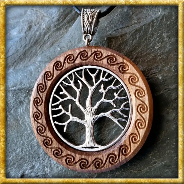 Keltische Halskette Lebensbaum aus Irokoholz