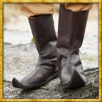 Schnabelstiefel mit drei Schnallen - Dunkelbraun