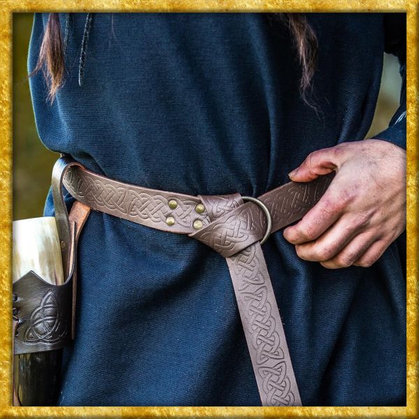 Keltischer Gürtel mit durchgehender Prägung - Dunkelbraun