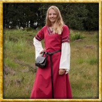 Mittelalter Kleid Alvina - Rot/Natur