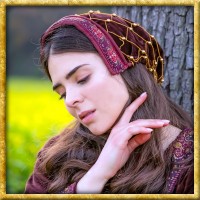 Samthaube mit Bordüre - Bordeaux