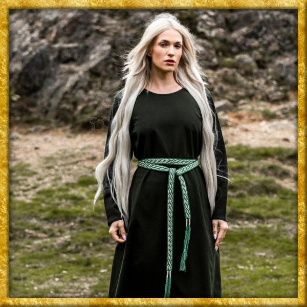 Mittelalterkleid Alvilda mit Rundhalsausschnitt - Grün