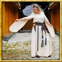 Mittelalter Kleid mit Handstickerei Begina - Natur