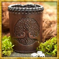 Würfelbecher aus Leder Yggdrasil