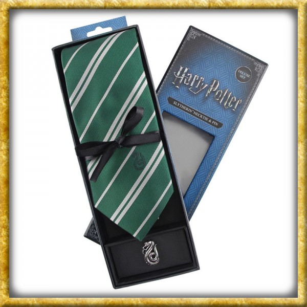 Harry Potter - Krawatte & Ansteckpin Slytherin