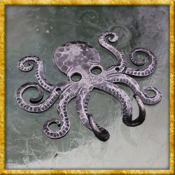 Geschmiedeter Wandhaken mit Oktopus Cthulhu