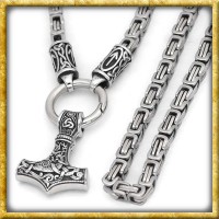 Schwere Wikinger Halskette mit Thors Hammer