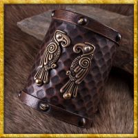 Wikinger Armschützer aus Leder Hugin und Munin
