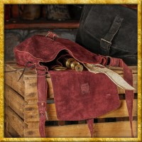 Mittelalterliche Reisetasche aus Wildleder - Weinrot