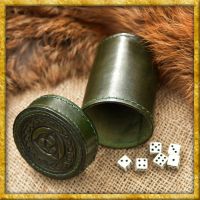 Würfelbecher aus Leder mit Knotenmuster