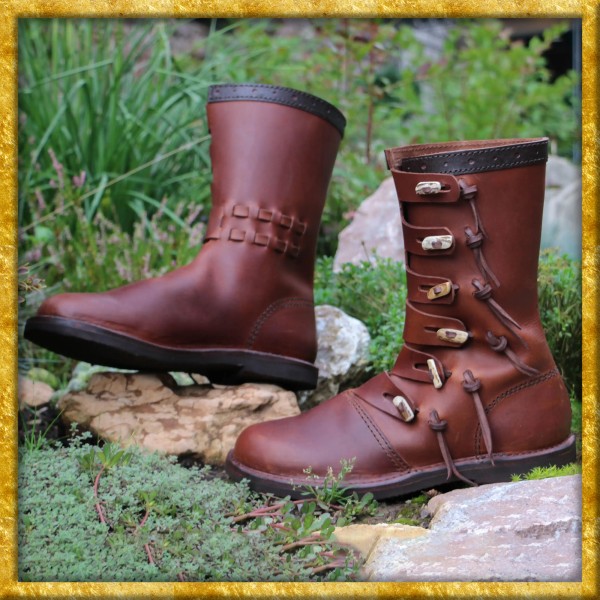 Wikingerstiefel Jarl mit Hornknöpfen